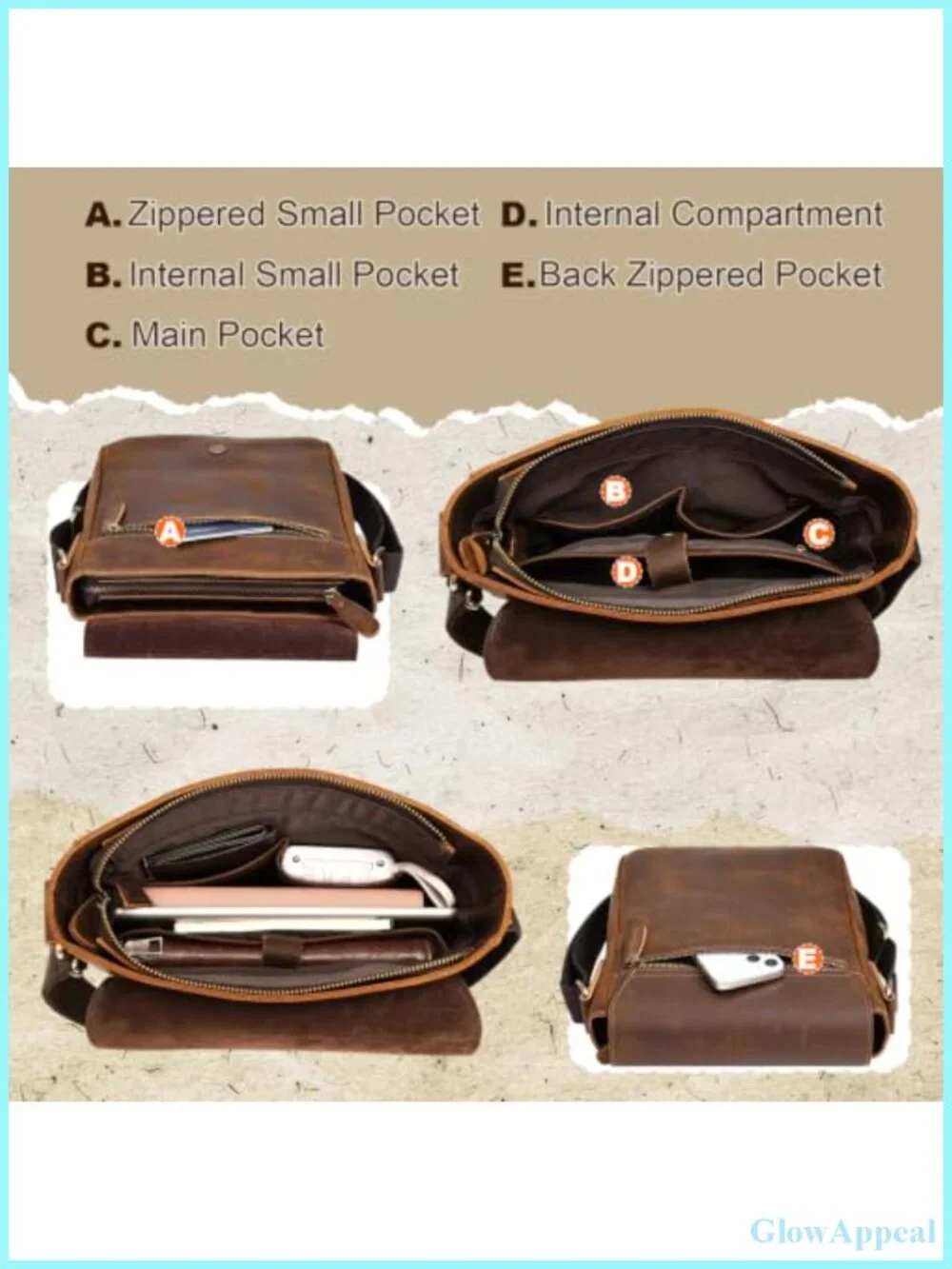 Crossbody Bag Genuine Leather Small Messenger Shoulder Purse Vintage Satchel